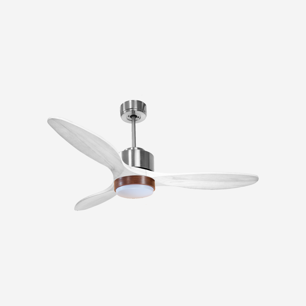 Ventilateur de plafond Réversible  Thermostat Dimmable Wifi Moteur à courant continu Toits en pente Télécommande Lumière à trois tons Hypersilence Mémoire