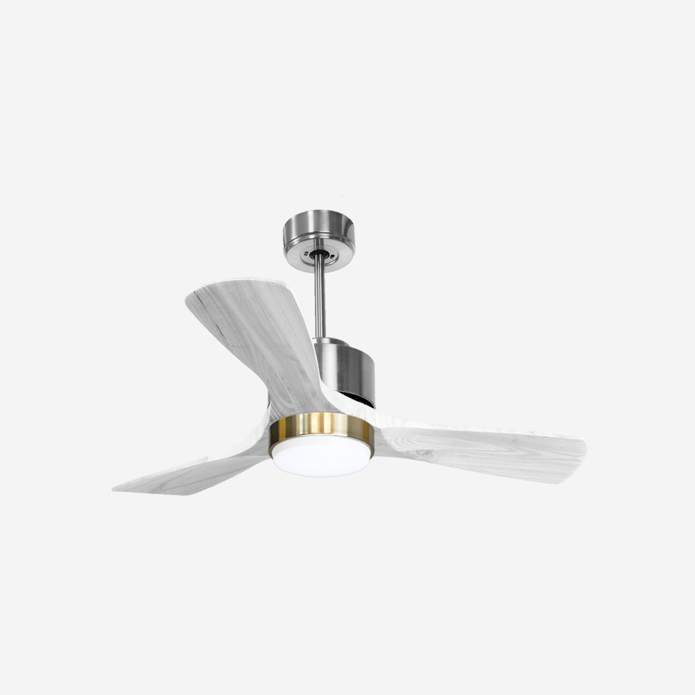 Ventilateur de plafond Réversible  Thermostat Dimmable Wifi Moteur à courant continu Toits en pente Télécommande Lumière à trois tons Hypersilence Mémoire