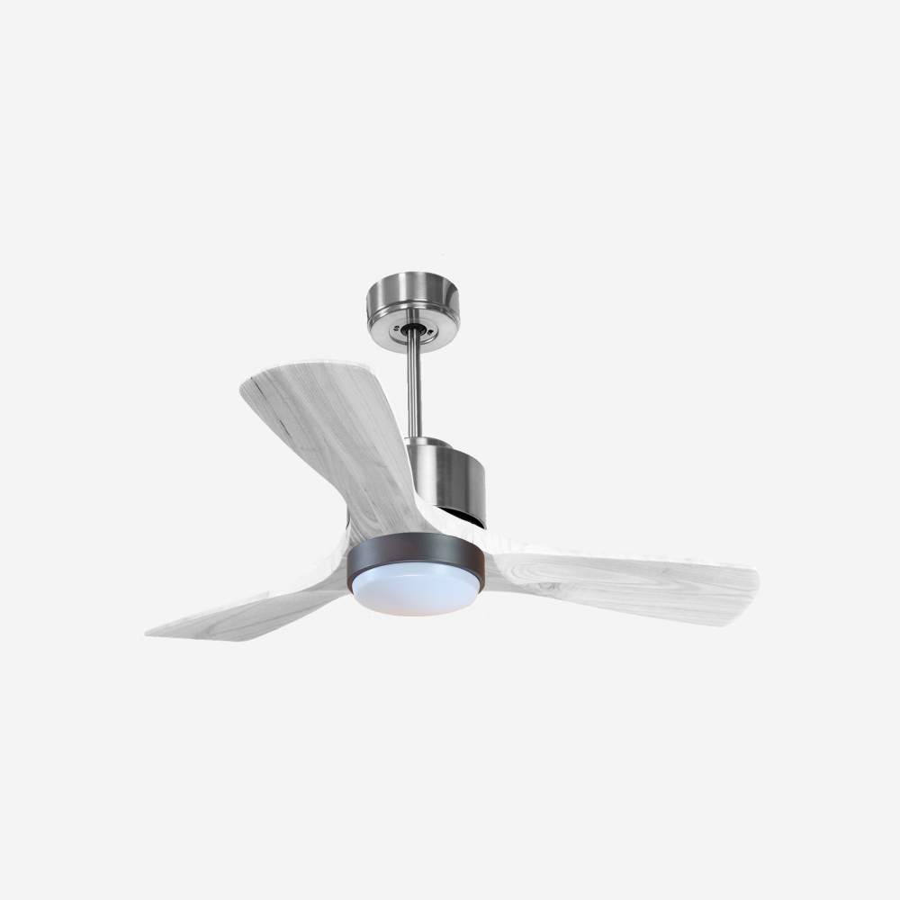 Ventilateur de plafond Réversible  Thermostat Dimmable Wifi Moteur à courant continu Toits en pente Télécommande Lumière à trois tons Hypersilence Mémoire