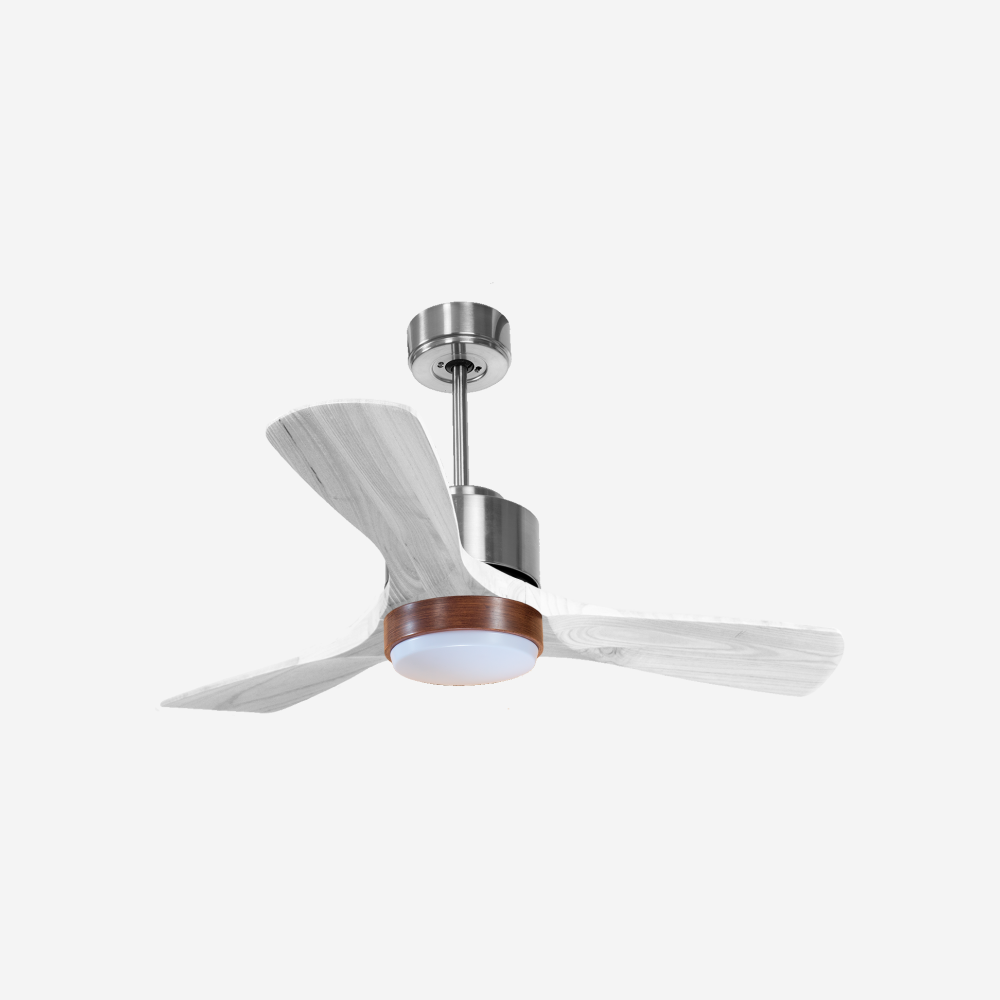 Ventilateur de plafond Réversible  Thermostat Dimmable Wifi Moteur à courant continu Toits en pente Télécommande Lumière à trois tons Hypersilence Mémoire