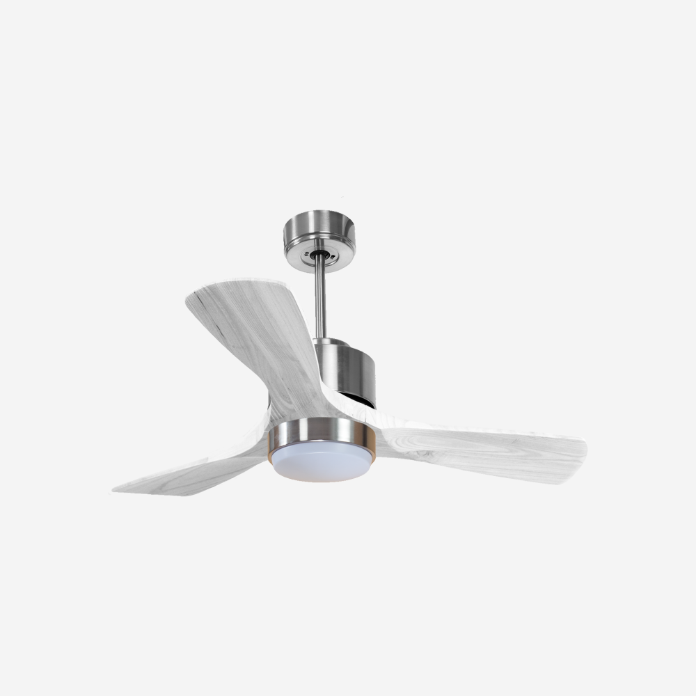 Ventilateur de plafond Réversible  Thermostat Dimmable Wifi Moteur à courant continu Toits en pente Télécommande Lumière à trois tons Hypersilence Mémoire