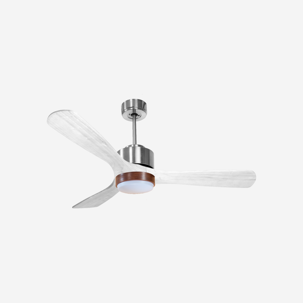Ventilateur de plafond Réversible  Thermostat Dimmable Wifi Moteur à courant continu Toits en pente Télécommande Lumière à trois tons Hypersilence Mémoire