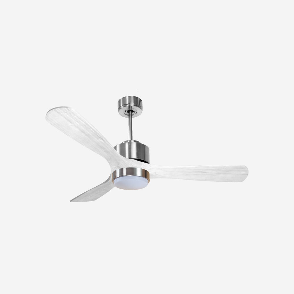 Ventilateur de plafond Réversible  Thermostat Dimmable Wifi Moteur à courant continu Toits en pente Télécommande Lumière à trois tons Hypersilence Mémoire