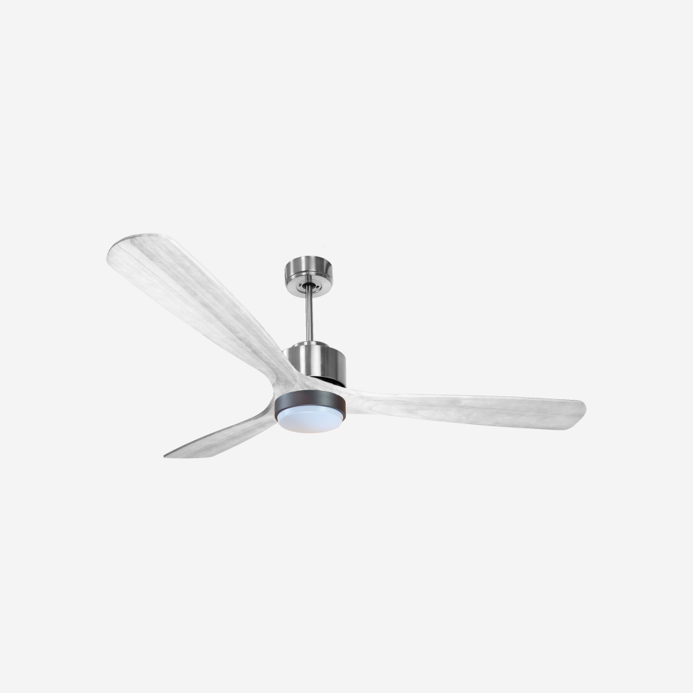 Ventilateur de plafond Réversible  Thermostat Dimmable Wifi Moteur à courant continu Toits en pente Télécommande Lumière à trois tons Hypersilence Mémoire