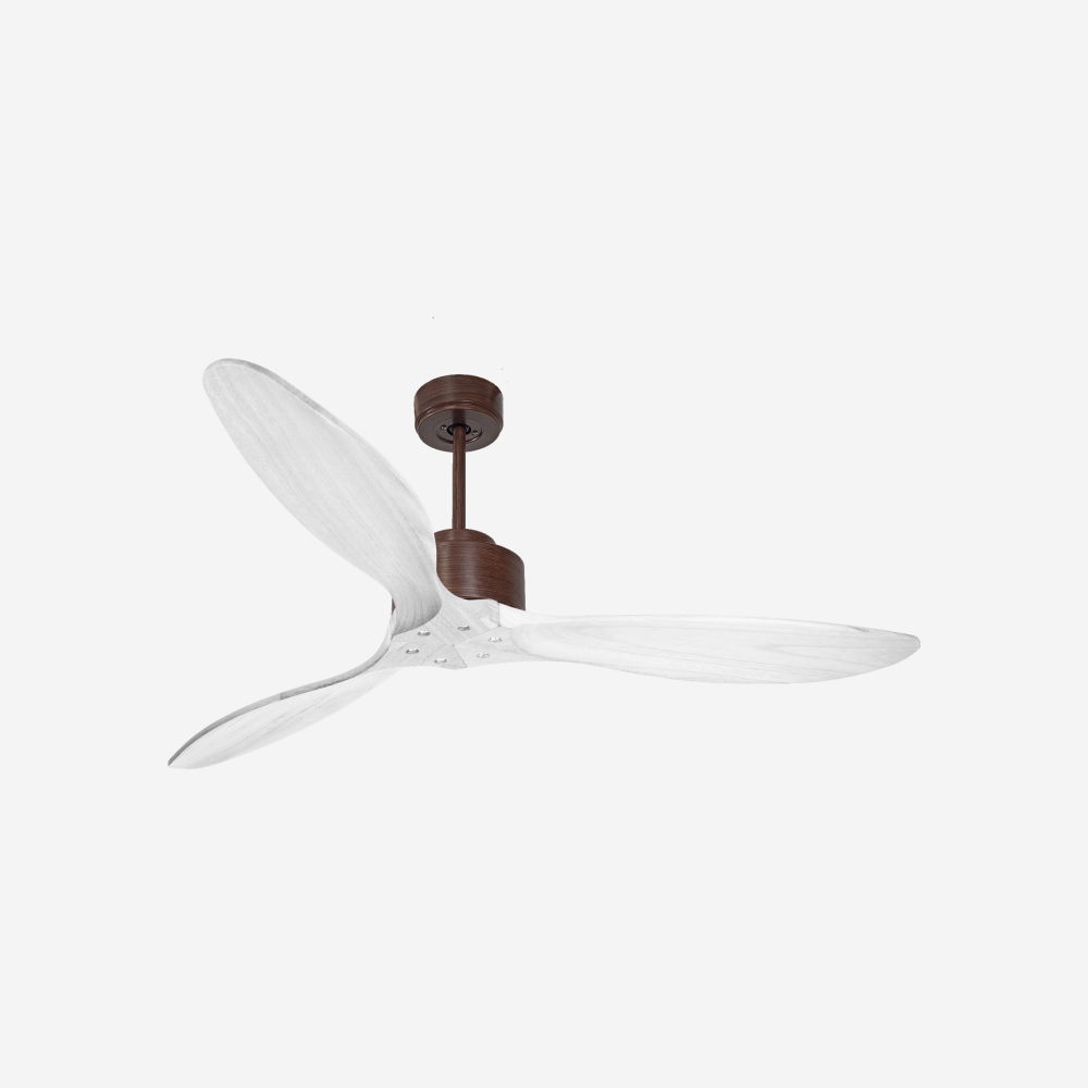 Ventilateur de plafond Réversible  Thermostat Wifi Moteur à courant continu Toits en pente Télécommande Hypersilence Mémoire FullWood