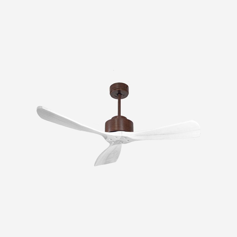 Ventilateur de plafond Réversible  Thermostat Wifi Moteur à courant continu Toits en pente Télécommande Hypersilence Mémoire FullWood