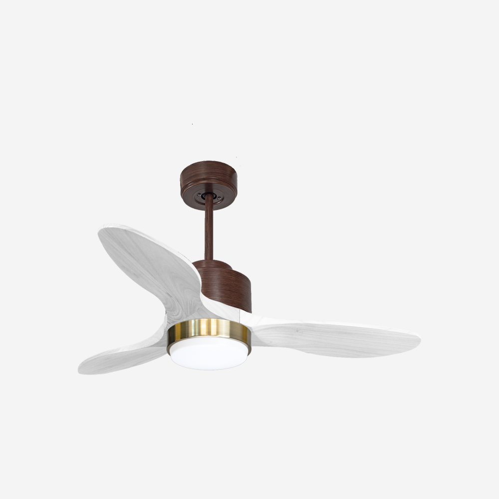 Ventilateur de plafond Réversible  Thermostat Dimmable Wifi Moteur à courant continu Toits en pente Télécommande Lumière à trois tons Hypersilence Mémoire