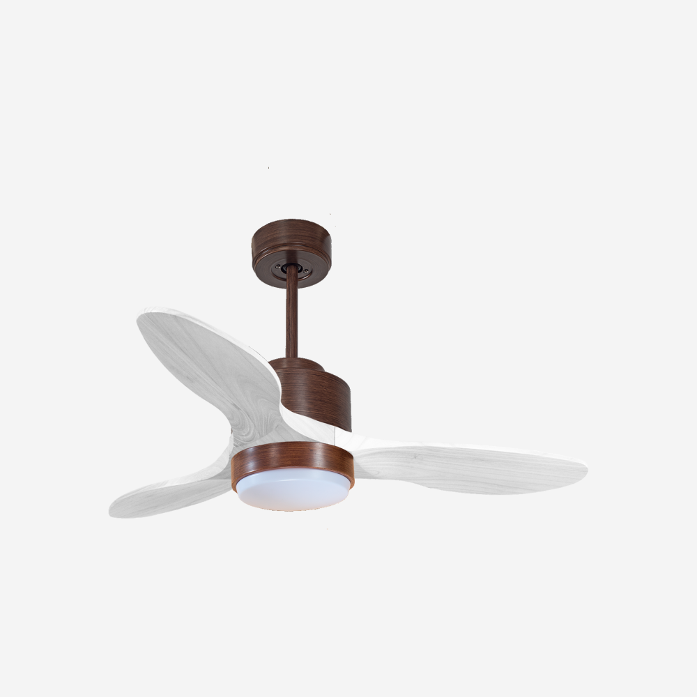 Ventilateur de plafond Réversible  Thermostat Dimmable Wifi Moteur à courant continu Toits en pente Télécommande Lumière à trois tons Hypersilence Mémoire