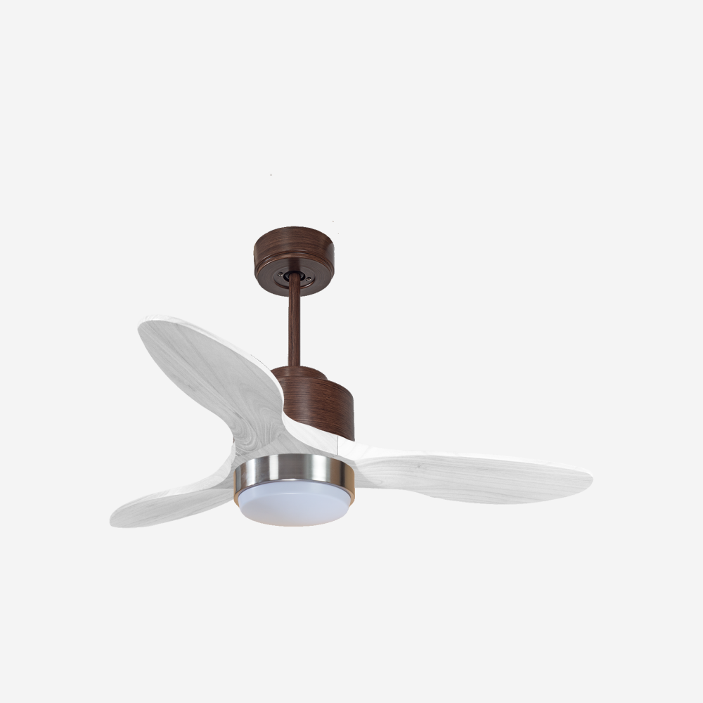 Ventilateur de plafond Réversible  Thermostat Dimmable Wifi Moteur à courant continu Toits en pente Télécommande Lumière à trois tons Hypersilence Mémoire