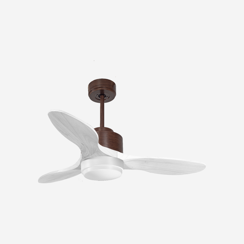 Ventilateur de plafond Réversible  Thermostat Dimmable Wifi Moteur à courant continu Toits en pente Télécommande Lumière à trois tons Hypersilence Mémoire