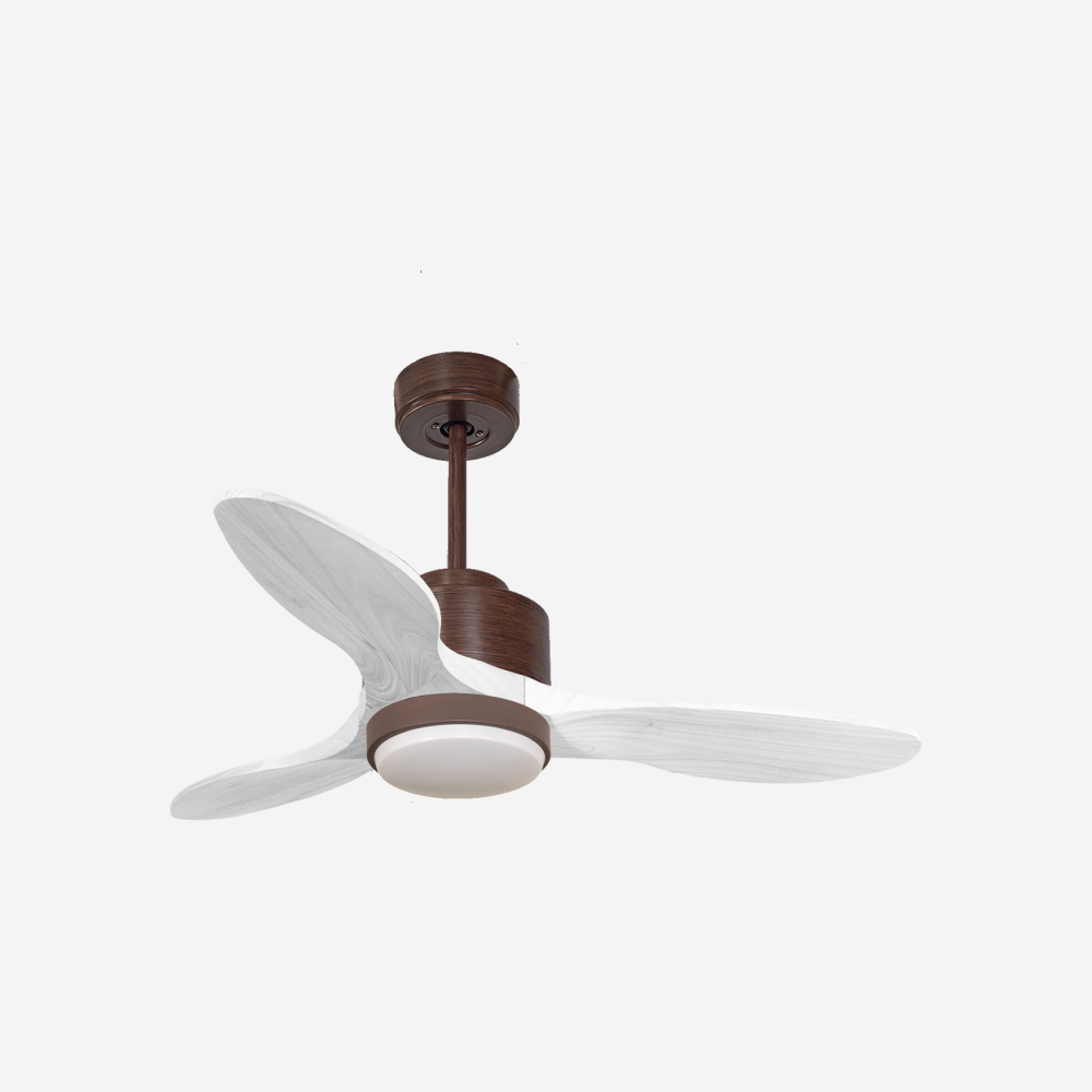 Ventilateur de plafond Réversible  Thermostat Dimmable Wifi Moteur à courant continu Toits en pente Télécommande Lumière à trois tons Hypersilence Mémoire