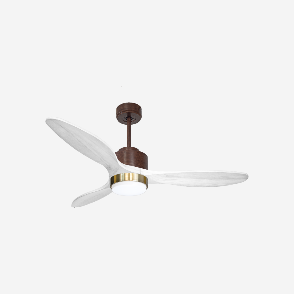 Ventilateur de plafond Réversible  Thermostat Dimmable Wifi Moteur à courant continu Toits en pente Télécommande Lumière à trois tons Hypersilence Mémoire