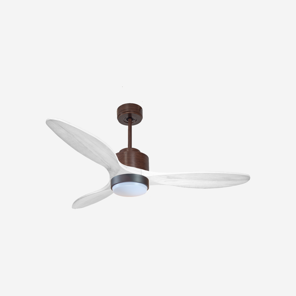 Ventilateur de plafond Réversible  Thermostat Dimmable Wifi Moteur à courant continu Toits en pente Télécommande Lumière à trois tons Hypersilence Mémoire