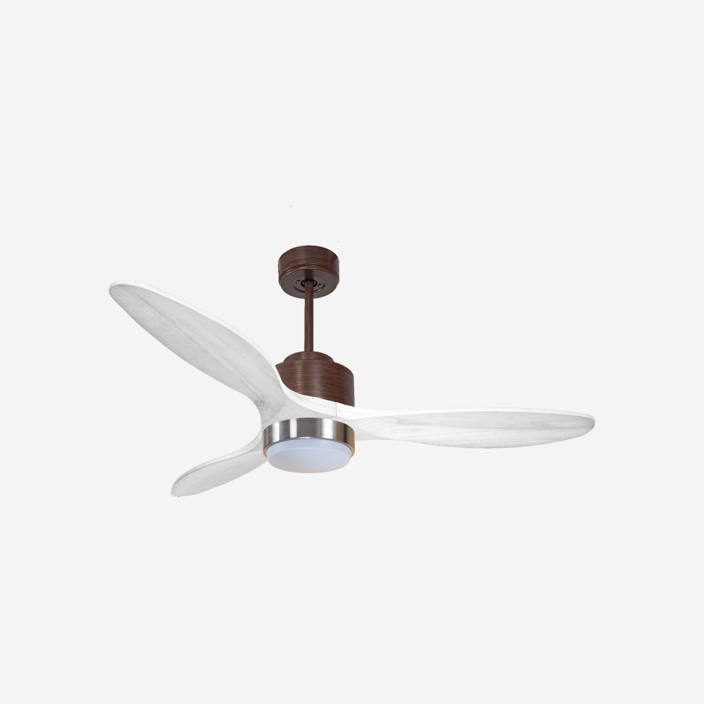 Ventilateur de plafond Réversible  Thermostat Dimmable Wifi Moteur à courant continu Toits en pente Télécommande Lumière à trois tons Hypersilence Mémoire