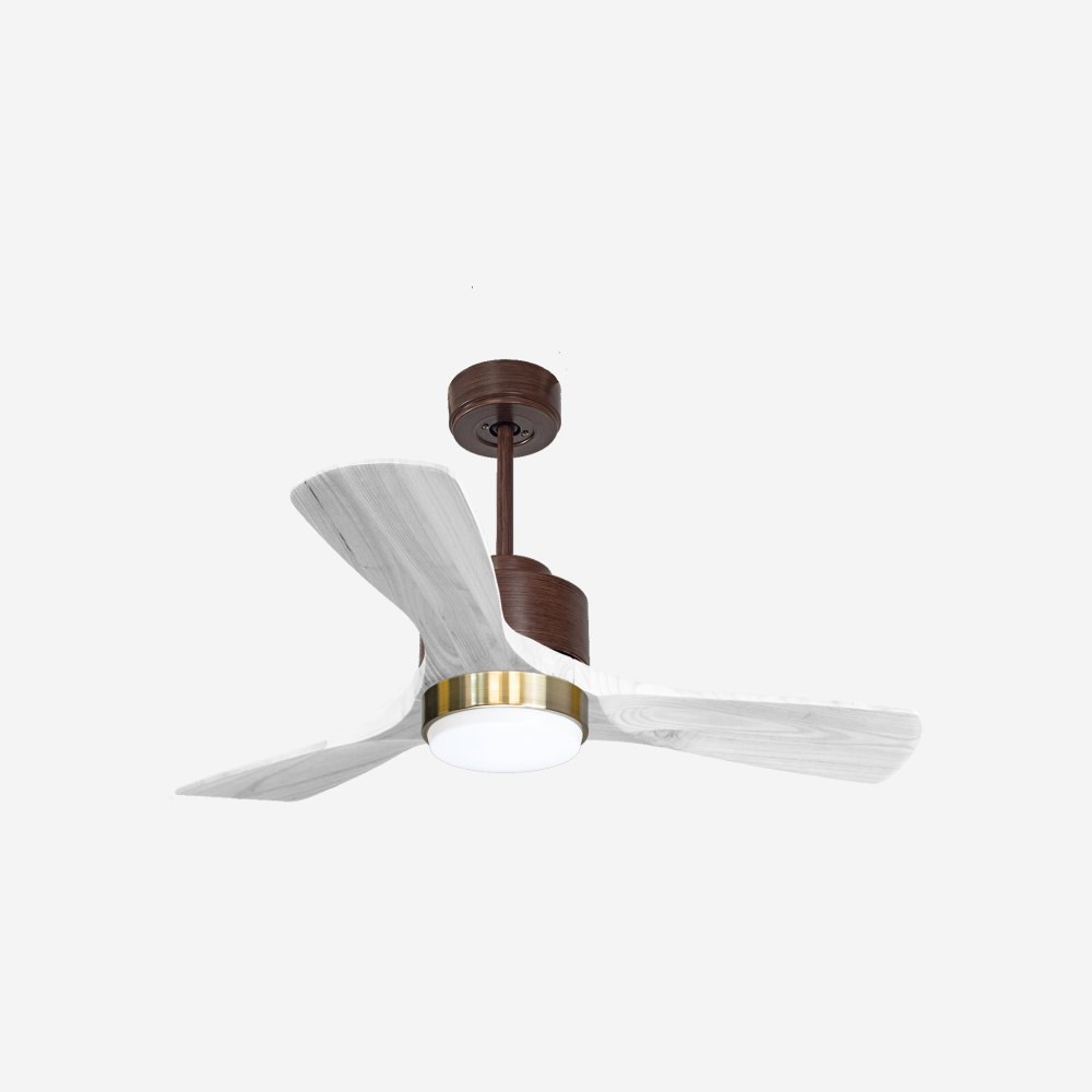 Ventilateur de plafond Réversible  Thermostat Dimmable Wifi Moteur à courant continu Toits en pente Télécommande Lumière à trois tons Hypersilence Mémoire