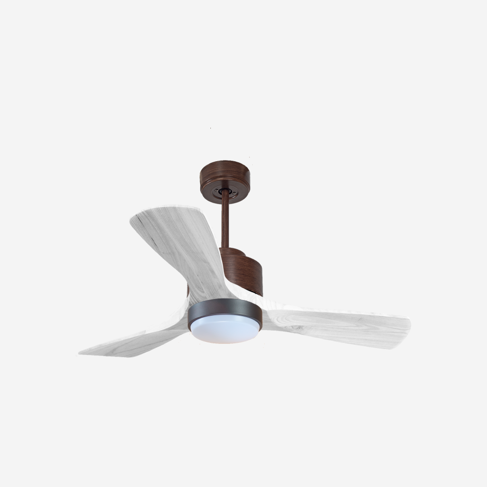 Ventilateur de plafond Réversible  Thermostat Dimmable Wifi Moteur à courant continu Toits en pente Télécommande Lumière à trois tons Hypersilence Mémoire