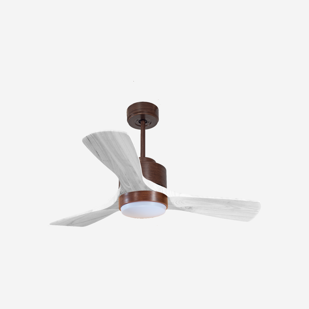 Ventilateur de plafond Réversible  Thermostat Dimmable Wifi Moteur à courant continu Toits en pente Télécommande Lumière à trois tons Hypersilence Mémoire