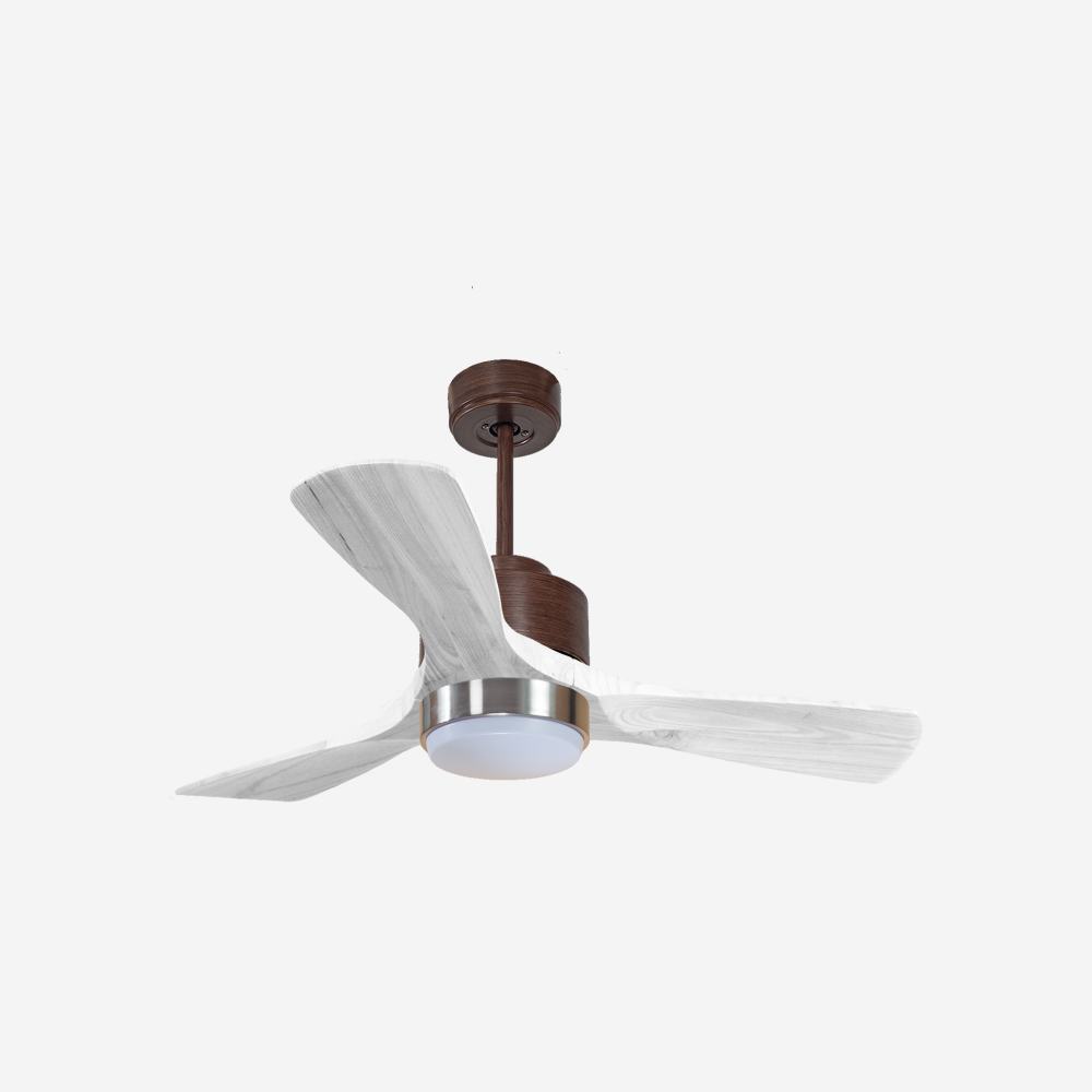 Ventilateur de plafond Réversible  Thermostat Dimmable Wifi Moteur à courant continu Toits en pente Télécommande Lumière à trois tons Hypersilence Mémoire