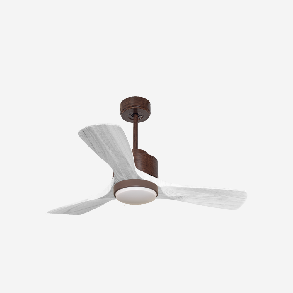 Ventilateur de plafond Réversible  Thermostat Dimmable Wifi Moteur à courant continu Toits en pente Télécommande Lumière à trois tons Hypersilence Mémoire
