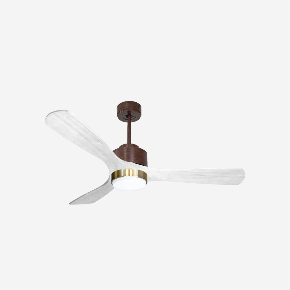 Ventilateur de plafond Réversible  Thermostat Dimmable Wifi Moteur à courant continu Toits en pente Télécommande Lumière à trois tons Hypersilence Mémoire