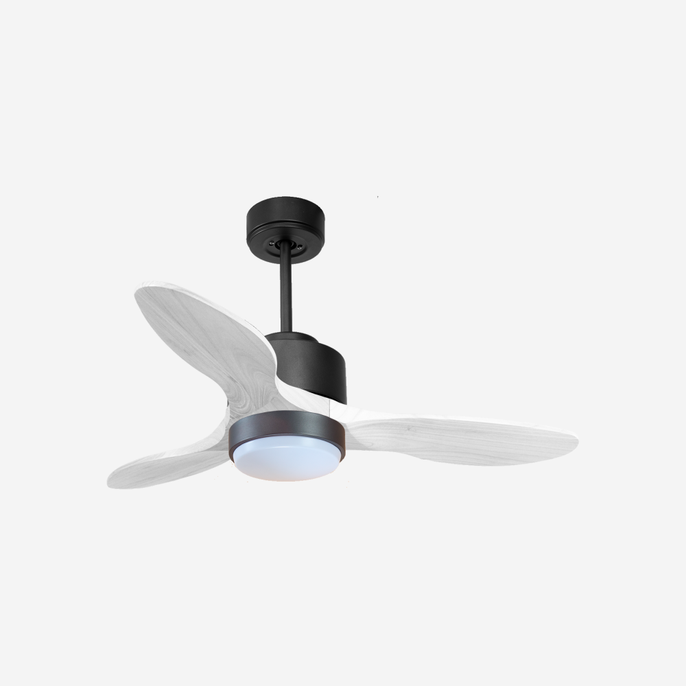 Ventilateur de plafond Réversible  Thermostat Dimmable Wifi Moteur à courant continu Toits en pente Télécommande Lumière à trois tons Hypersilence Mémoire