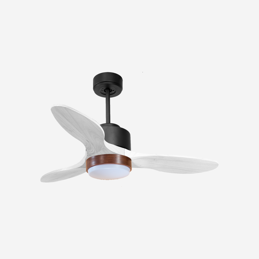Ventilateur de plafond Réversible  Thermostat Dimmable Wifi Moteur à courant continu Toits en pente Télécommande Lumière à trois tons Hypersilence Mémoire