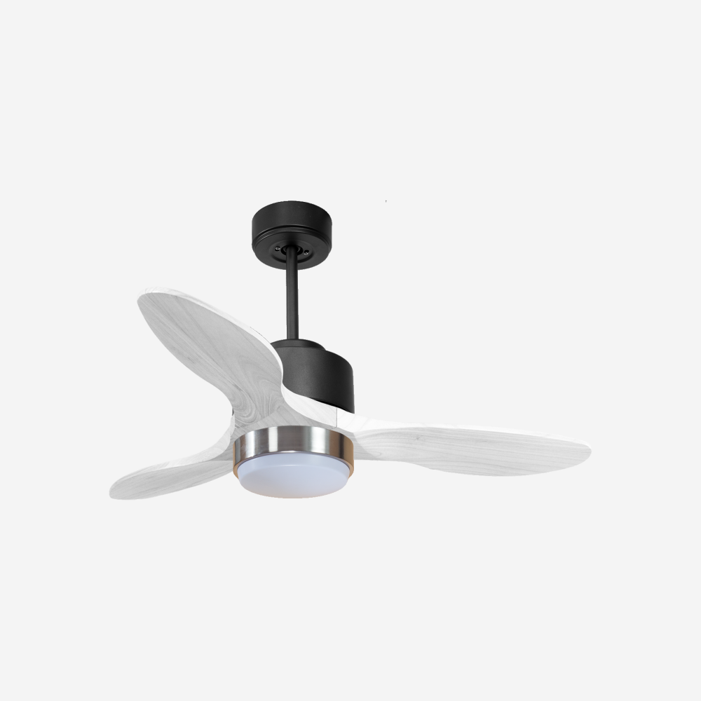Ventilateur de plafond Réversible  Thermostat Dimmable Wifi Moteur à courant continu Toits en pente Télécommande Lumière à trois tons Hypersilence Mémoire