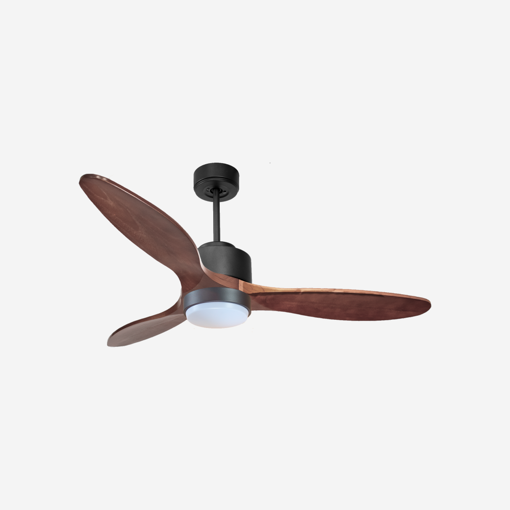 Ventilatore da soffitto Reversibile Termostato Dimmabile Wifi Motore CC Tetti inclinati Telecomando Luce a tre toni Hypersilence Memoria