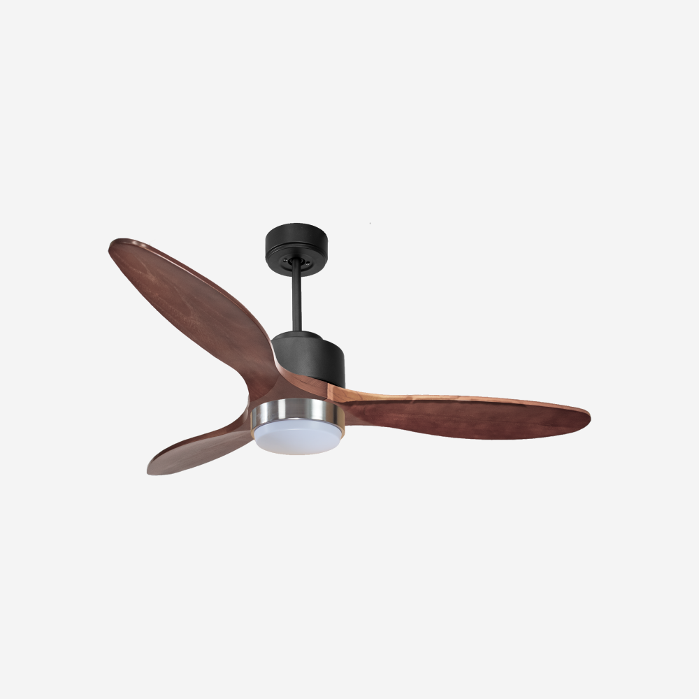 Ventilateur de plafond Réversible  Thermostat Dimmable Wifi Moteur à courant continu Toits en pente Télécommande Lumière à trois tons Hypersilence Mémoire