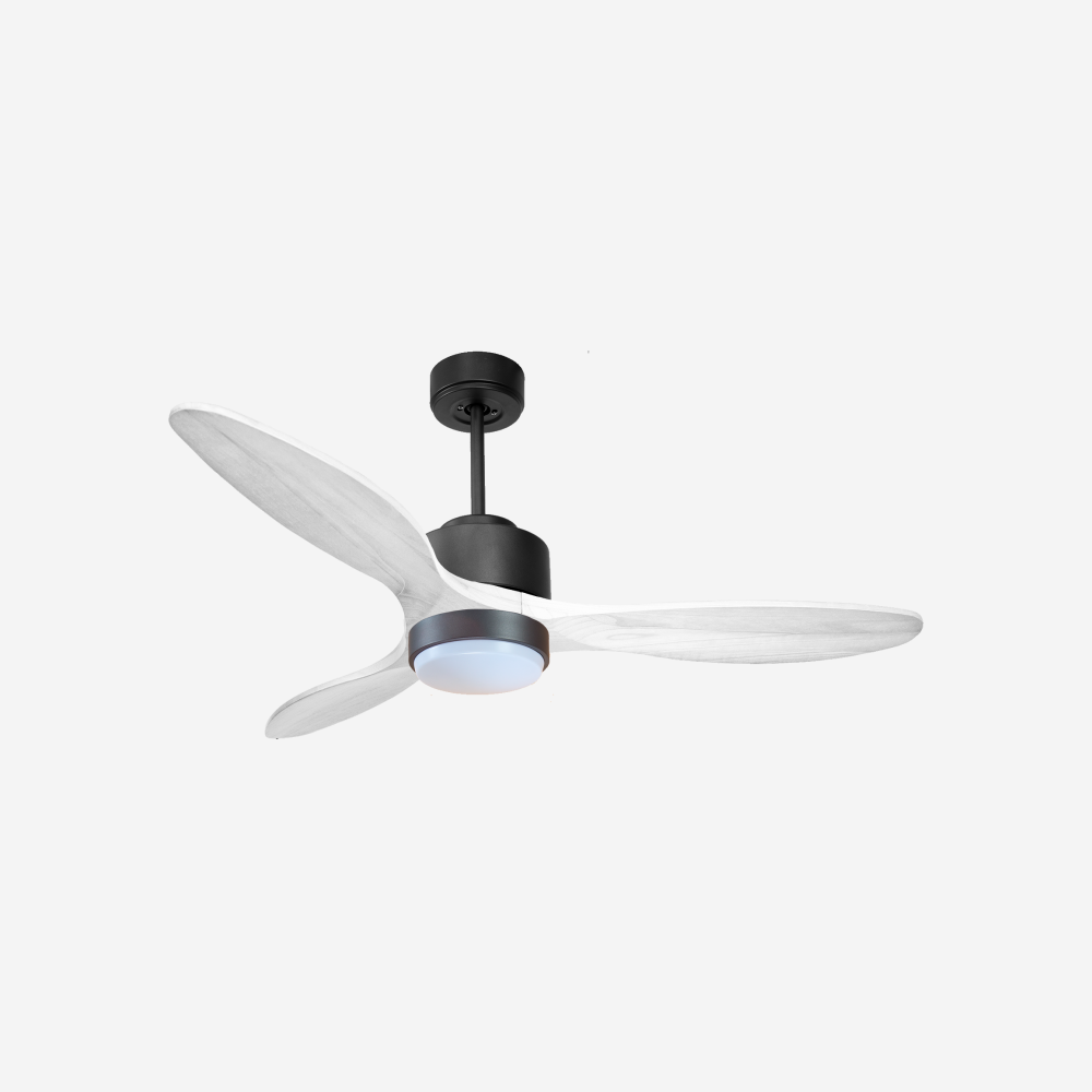 Ventilateur de plafond Réversible  Thermostat Dimmable Wifi Moteur à courant continu Toits en pente Télécommande Lumière à trois tons Hypersilence Mémoire