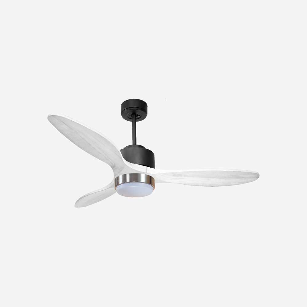 Ventilateur de plafond Réversible  Thermostat Dimmable Wifi Moteur à courant continu Toits en pente Télécommande Lumière à trois tons Hypersilence Mémoire