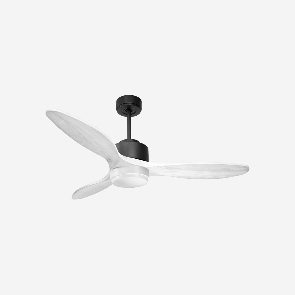 Ventilateur de plafond Réversible  Thermostat Dimmable Wifi Moteur à courant continu Toits en pente Télécommande Lumière à trois tons Hypersilence Mémoire