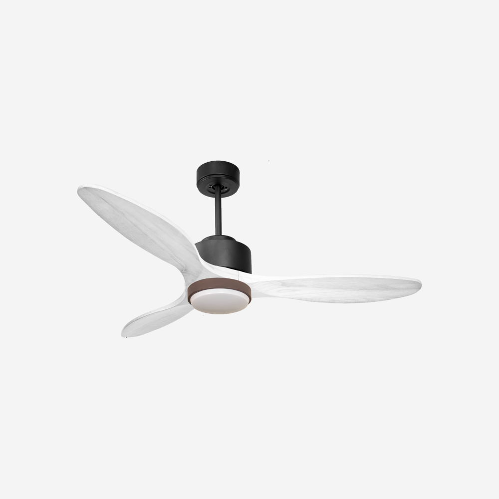 Ventilateur de plafond Réversible  Thermostat Dimmable Wifi Moteur à courant continu Toits en pente Télécommande Lumière à trois tons Hypersilence Mémoire
