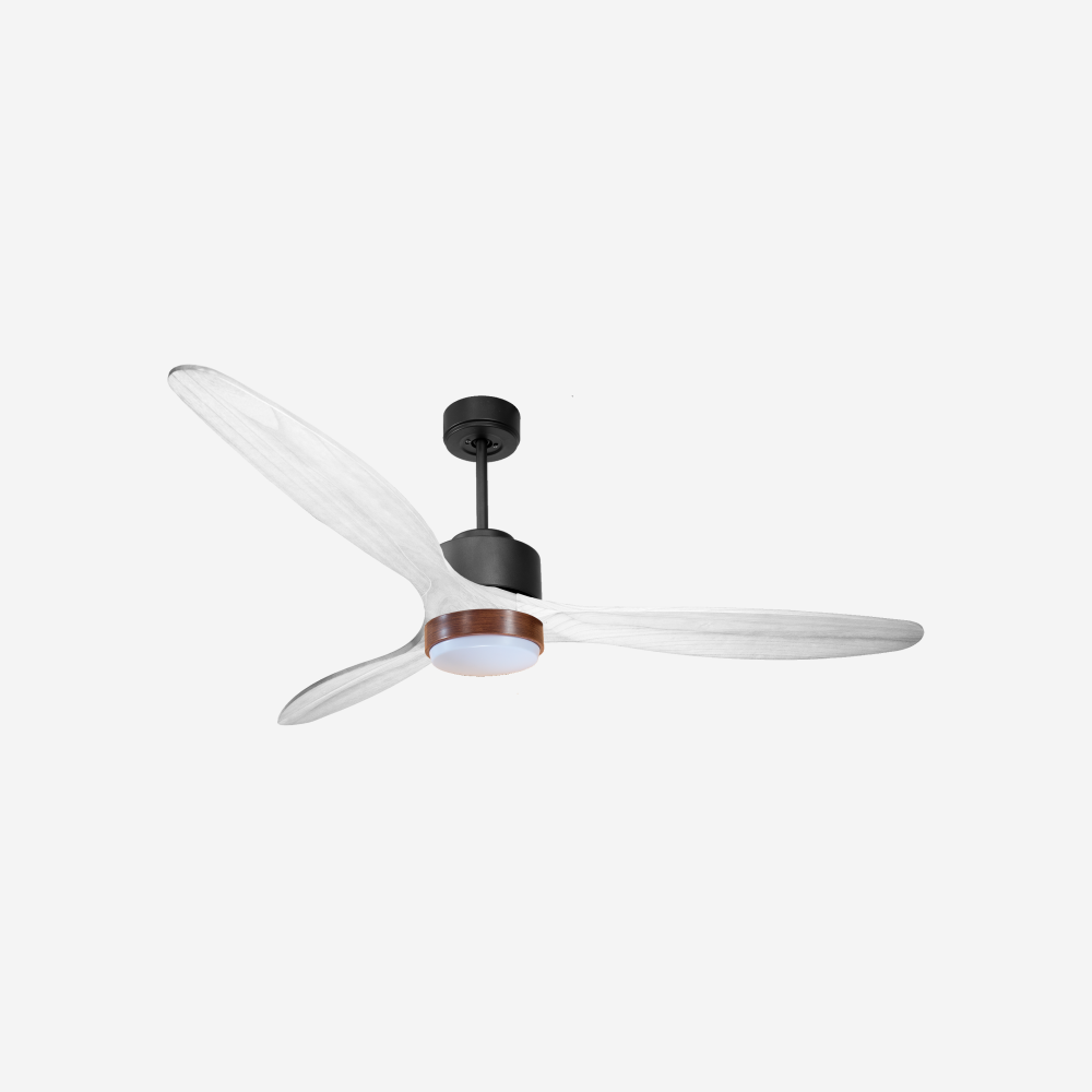 Ventilateur de plafond Réversible  Thermostat Dimmable Wifi Moteur à courant continu Toits en pente Télécommande Lumière à trois tons Hypersilence Mémoire