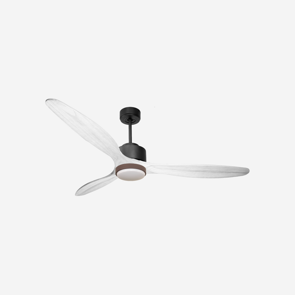 Ventilateur de plafond Réversible  Thermostat Dimmable Wifi Moteur à courant continu Toits en pente Télécommande Lumière à trois tons Hypersilence Mémoire