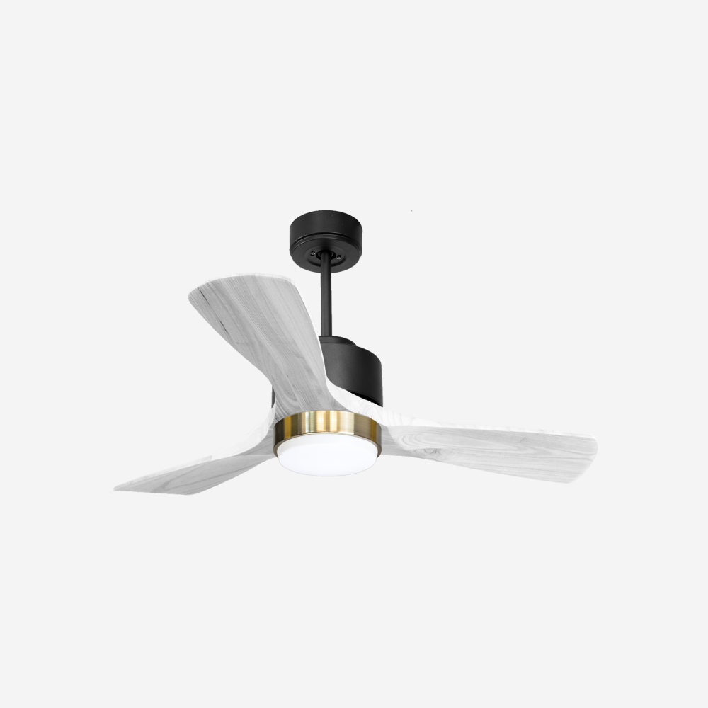 Ventilateur de plafond Réversible  Thermostat Dimmable Wifi Moteur à courant continu Toits en pente Télécommande Lumière à trois tons Hypersilence Mémoire