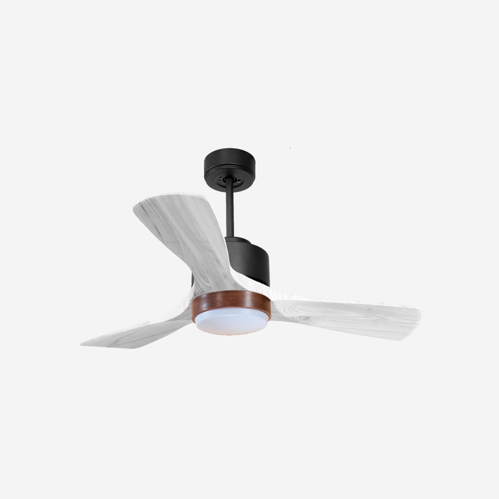 Ventilateur de plafond Réversible  Thermostat Dimmable Wifi Moteur à courant continu Toits en pente Télécommande Lumière à trois tons Hypersilence Mémoire