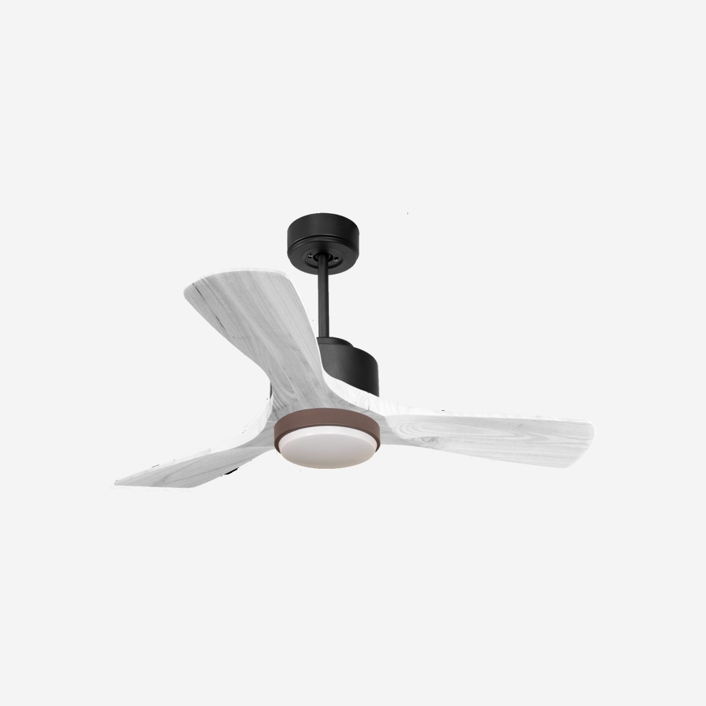 Ventilateur de plafond Réversible  Thermostat Dimmable Wifi Moteur à courant continu Toits en pente Télécommande Lumière à trois tons Hypersilence Mémoire