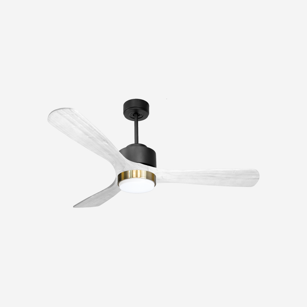 Ventilateur de plafond Réversible  Thermostat Dimmable Wifi Moteur à courant continu Toits en pente Télécommande Lumière à trois tons Hypersilence Mémoire