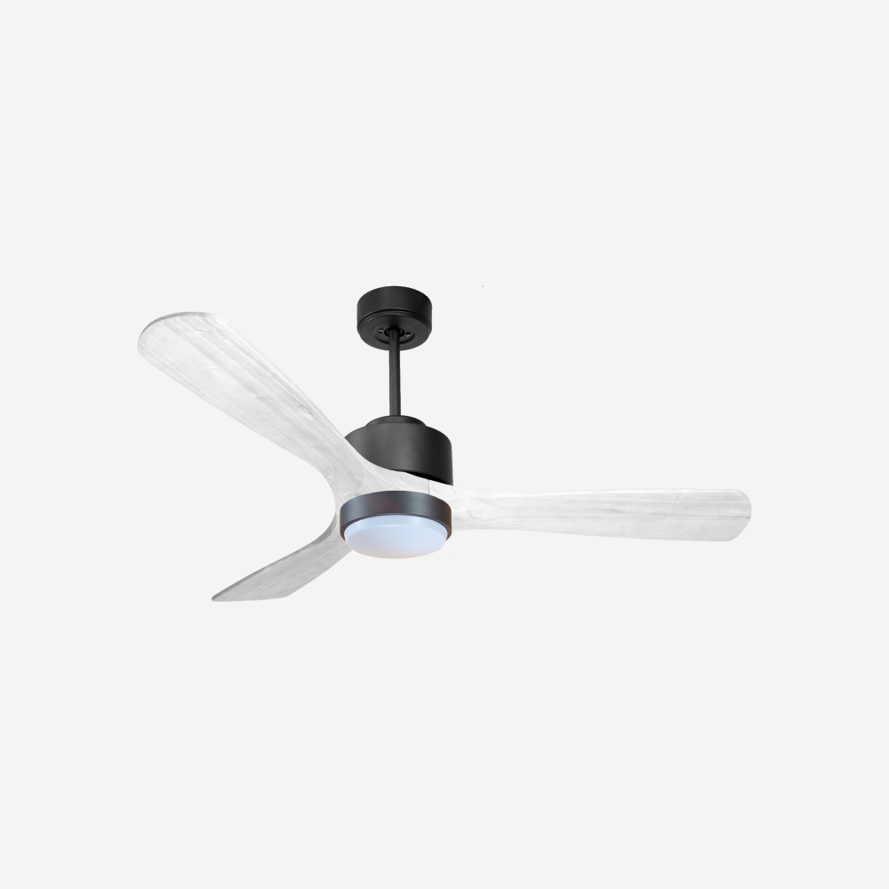 Ventilateur de plafond Réversible  Thermostat Dimmable Wifi Moteur à courant continu Toits en pente Télécommande Lumière à trois tons Hypersilence Mémoire