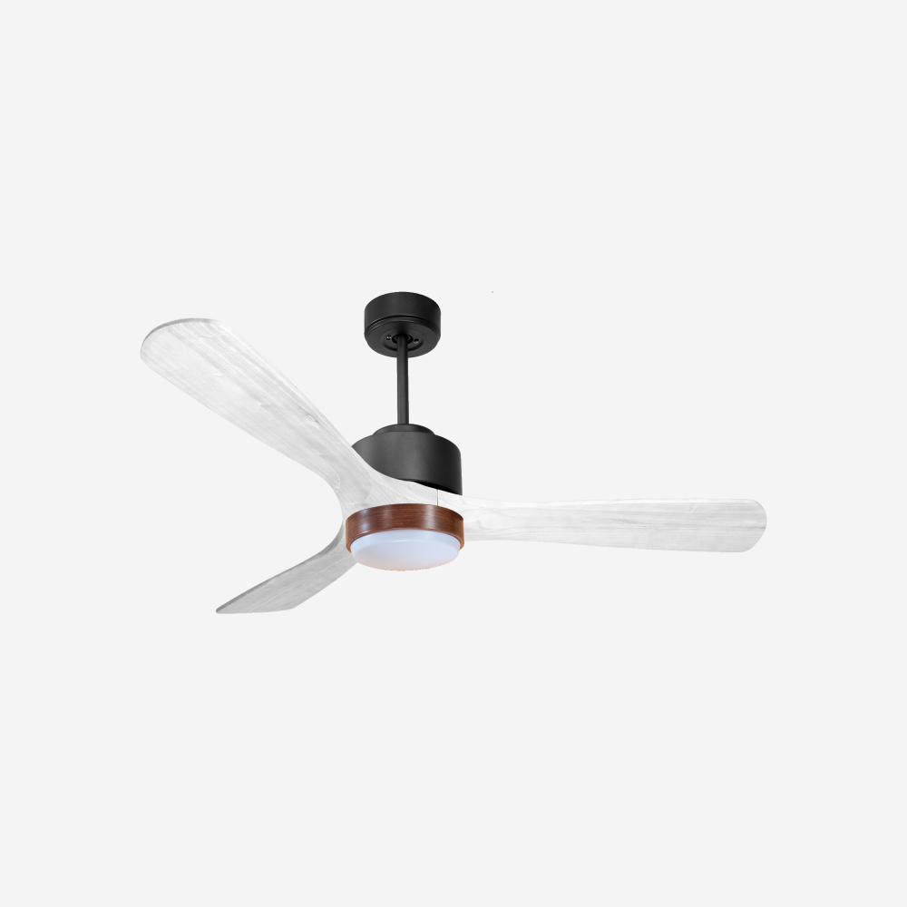 Ventilateur de plafond Réversible  Thermostat Dimmable Wifi Moteur à courant continu Toits en pente Télécommande Lumière à trois tons Hypersilence Mémoire