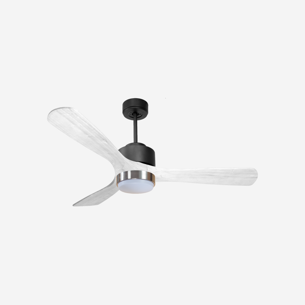 Ventilateur de plafond Réversible  Thermostat Dimmable Wifi Moteur à courant continu Toits en pente Télécommande Lumière à trois tons Hypersilence Mémoire