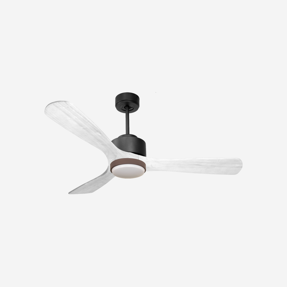 Ventilateur de plafond Réversible  Thermostat Dimmable Wifi Moteur à courant continu Toits en pente Télécommande Lumière à trois tons Hypersilence Mémoire
