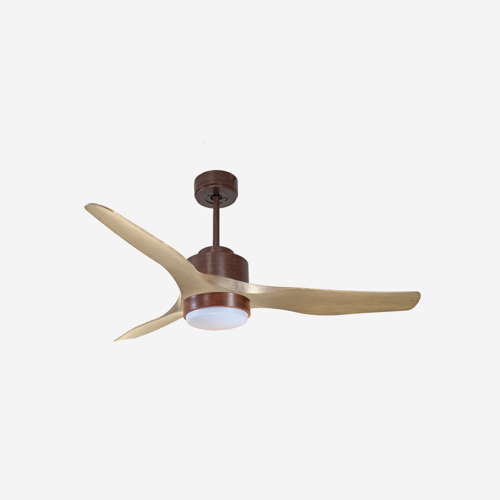 Ventilateur de plafond Réversible  Thermostat Dimmable Wifi Moteur à courant continu Toits en pente Télécommande Lumière à trois tons Hypersilence Mémoire