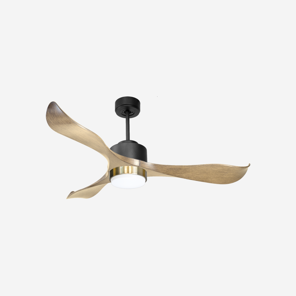 Ventilateur de plafond Réversible  Thermostat Dimmable Wifi Moteur à courant continu Toits en pente Télécommande Lumière à trois tons Hypersilence Mémoire