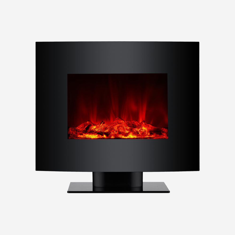 Cheminée électrique 2kW verre trempé noir avec télécommande