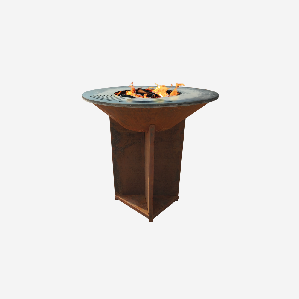 Barbecue in acciaio corten con piastra e griglia