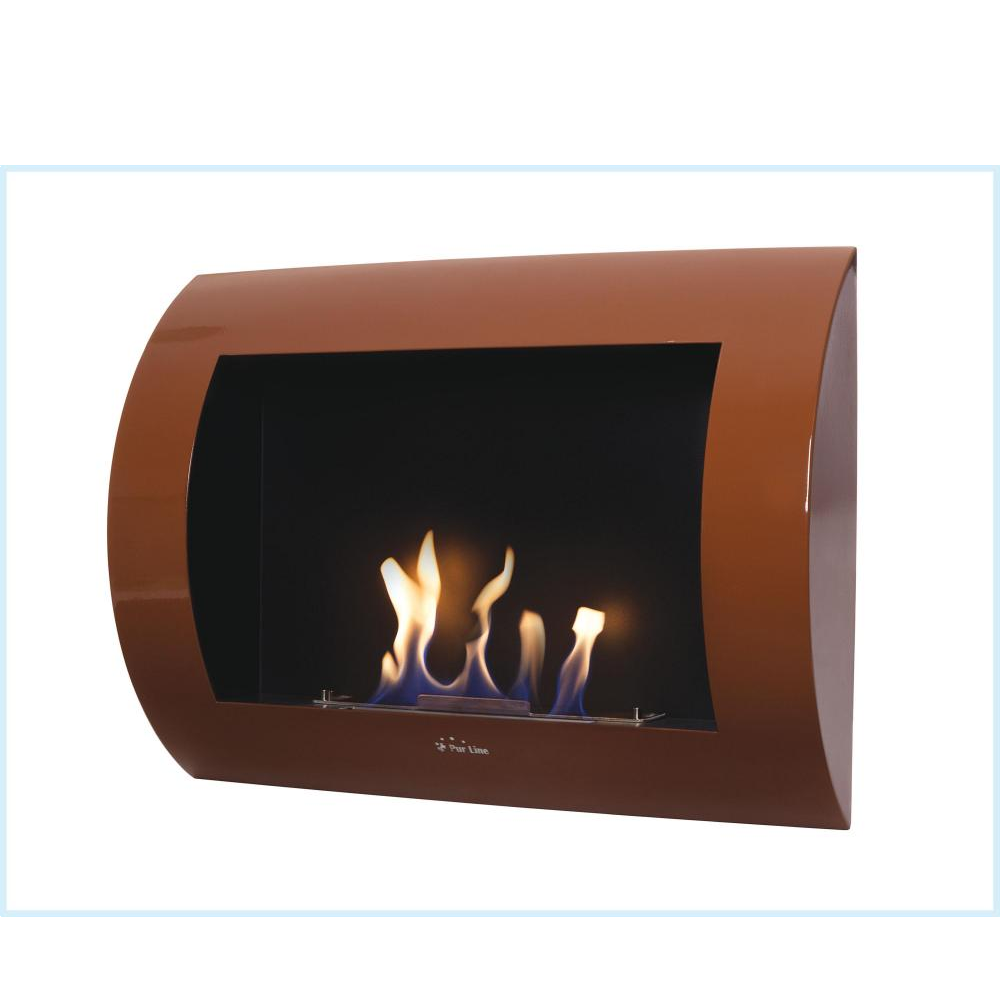 Cheminée bio mural avec face avant incurvée couleur brun