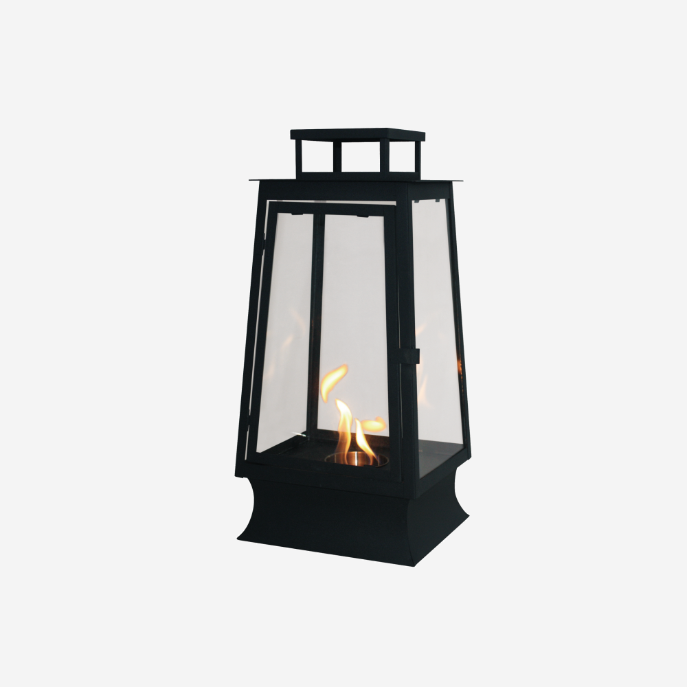 Lanterne éthanol en acier inoxydable noir