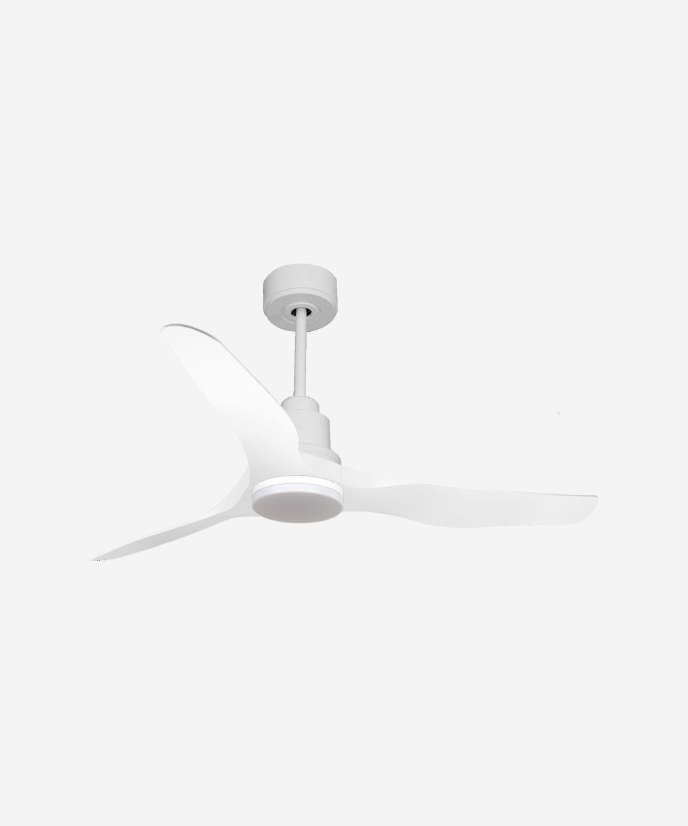 Ventilador de techo Reversible Termostato Dimable Wifi Motor DC Techos Inclinados Mando a Distancia Luz tres tonos Adaptador 2/3 Aspas Hypersilence Memoria 7